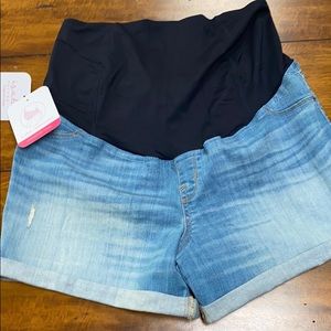 Maternity denim shorts